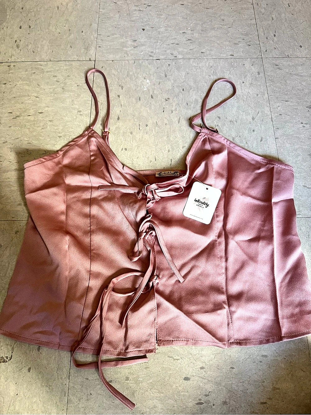 free people Satin Lace-Up Camisole in Pink Size Small NWT